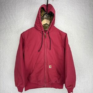 Carhartt Active Jacket Quilted‎ Camo Lining Womens Medium 101732 624 Crab Apple